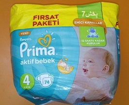 پوشک پریما ترک سوپر اونتاژ سایز 4،  74 تایی